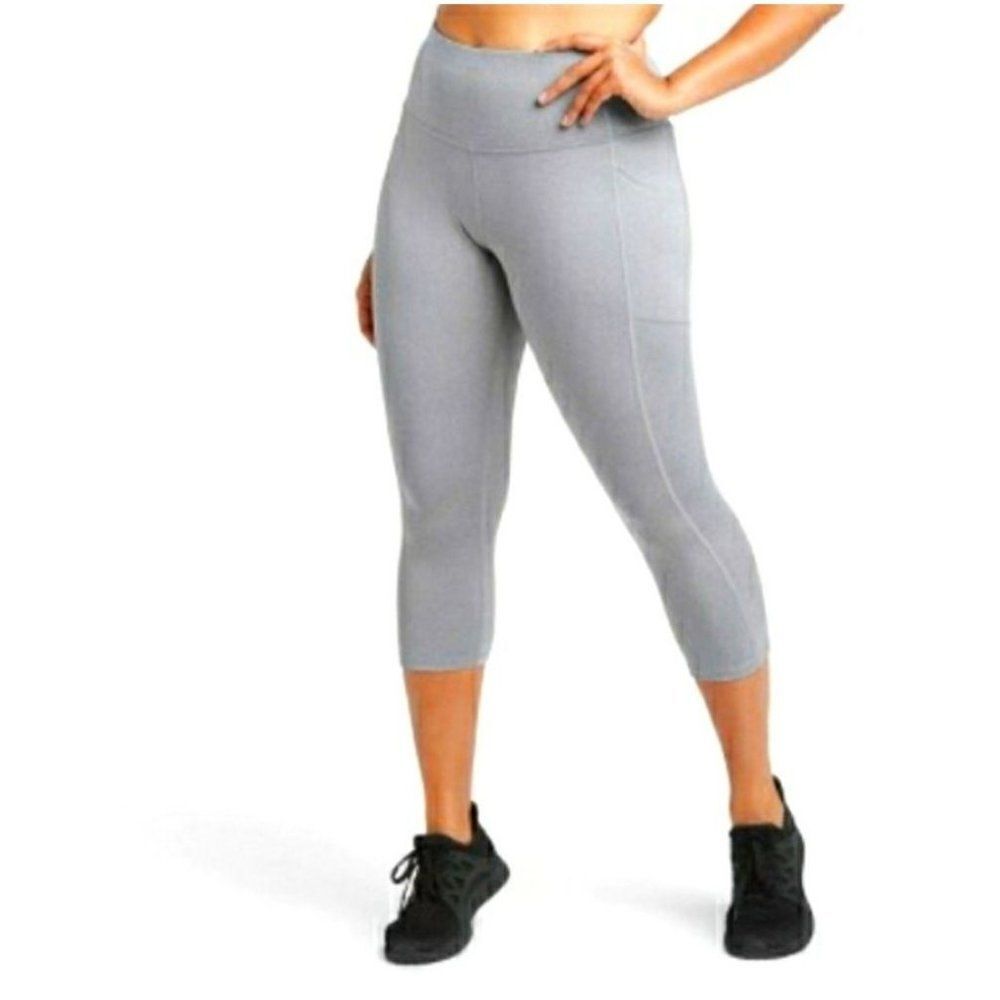 All In Motion Sculpted Streamline High Rise Capri Grey Workout Athletic Legging
